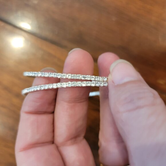 2 PC Set Silver & CZ Studded Wrap Bracelets - Picture 4 of 10